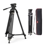 SMALLRIG 73" Video Tripod, Max Load 8kg, Heavy Duty Tripod with 360 Degree Fluid Head and Quick Release Plate for DJI RS2, Camcorder, Cameras - 3751