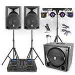 VX800 Mobile DJ Set PA Speakers System with Twin CD Mixer, Lights and Micophone