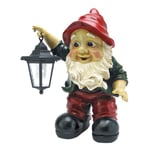 Design Toscano GNOME Statue Solaire de Jardin - Edison GNOME avec Lanterne Solaire - Extérieur Jardin Gnomes - Statues GNOME Lawn