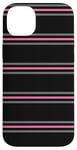 Coque pour iPhone 14 Plus Noir Rose Gris Rayé Girly Esthétique Preppy Stripe