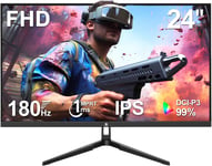 Ecran PC Gaming 24'', IPS Monitor 180 Hz/165 Hz/144 Hz, 1080P, 1ms, FreeSync, Moniteur PC Lunette Ultra Fine, 5000:1, HDMI 2.0& DP 1.4, Inclinaison Réglable, VESA 100 * 100mm (Câble DP Inclus).[G275]