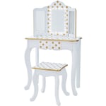 Coiffeuse enfant en bois table maquillage miroir éclairage tabouret Fantasy Fields Teamson TD-11670ML - Blanc