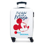 Disney Mickey Magic Valise Trolley Cabine Blanc 37x55x20 cms Rigide ABS Serrure à combinaison 33L 2,8Kgs 4 roues doubles Bagage à main