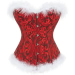 Jul Cosets Santa Costume för kvinnor Plus Size Korsett Bustier Röd Naughty