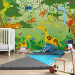 Apalis Papier peint intissé pour enfant - Numéro IS87 - Jeu de la jungle - Papier peint photo 3D - Pour chambre à coucher, salon, cuisine - Multicolore - 94744