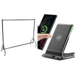 Amazon Basics Clothes Rail Garment Rail, 1.82 x 1.52 m, Black & INIU Wireless Charger, 15W Fast Wireless Charging Stand Qi Certified Sleep-friendly Adaptive Light & Dual Charging Modes