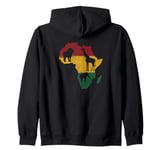 African Map Black History Month Celebration Culture Elephant Zip Hoodie