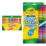 CRAYOLA Twistables Crayons, Pack of 24 & SuperTips Washable Felt Tip Colouring Pens, 24 Count (Pack of 1)