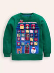 Mini Boden Kids'  Cotton Advent Calendar Sweatshirt, Green/Multi