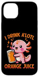 Coque pour iPhone 14 Plus Je bois du jus d'orange A'lotl Funny Axolotl Kawaii