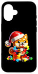 iPhone 16 Corgi Building Blocks Christmas Lights Dog Lovers Kids Case