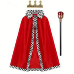 Halloween Party Cosplay Kung Kostym För Barn Kappa Robe Crown Scepter Set Kläder Presenter