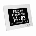 Ycoo Dementia Clocks 7 Inches Calendar Clock Day Date Clock Digital Clock With