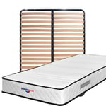 Provence literie Matelas + Sommier Marie a Ressorts Ensaches + 4 cm Latex a 70% - 70 Kg/m3-160x200 Hauteur +/- 26 cm - Accueil Ferme - Soutien Ferme - 7 Zones de Confort -