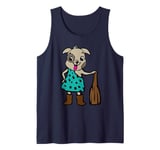 Dog dressed as a caveman with a club Halloween Tank Top