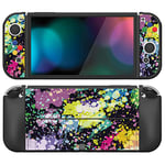 playvital ZealProtect Soft Protective Case for Nintendo Switch OLED, Flexible Protector Joycon Grip Cover for Switch OLED with Thumb Grip Caps & ABXY Direction Button Caps - Watercolour Splash