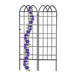 relaxdays Treillis de Jardin, métal, Lot de 2, Espalier Plantes grimpantes, à Planter, clôture, 183 x 51 cm, Noir