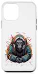 Coque pour iPhone 12 mini DJ rave à capuche gorille avec casque gamer professionnel