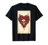 Tattoo Sketch Mexican Art Rose Dia Skull art Edgy T-Shirt