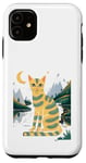 Coque pour iPhone 11 Chat mignon Art Midnight Illustration Simple Art