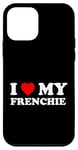 Coque pour iPhone 12 mini J'aime mon chien Frenchie Heart, maman et papa