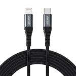 Choetech USB-C til Lightning MFI-kabel, 480Mb/s, 3A, 3m - svart