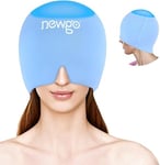 NEWGO Migraine Relief Cap, Full Coverage Headache Hat for Migraine Cold Therapy Ice Head Wrap for Puffy Eyes, Tension, Sinus and Stress Relief, Form Fitting & Stretchable (Light Blue)