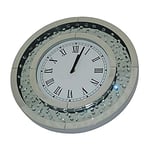 Sassy Home CD013 Mirrored Floating Crystal Diamante Round Wall Clock, one Colour, 50 x 50 x 4.5 cm