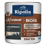 Peinture pour Bois Intérieur et Extérieur - Satin - 0,5L - Gris Anthracite ral 7016 Ripolin