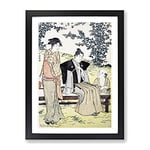 Viewing The Bush Clover By Torii Kiyonaga Asian Japanese Framed Wall Art Print, Ready to Hang Picture for Living Room Bedroom Home Office Décor, Black A2 (64 x 46 cm)