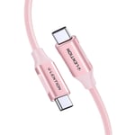 Câble USB C vers USB C 1M PD Charge Rapide 100W Câble USB Type C Nylon Tressé Compatible avec Nouveau MacBook Pro/Air,Nouvel iPad Pro,Samsung S20/S10/S9/Note,Dell XPS,Plus (Or Rose)