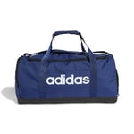 adidas Unisex Essentials Linear Duffel Bag, Dark Blue/White, M