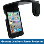 Black Genuine Leather Case for Apple iPod Touch 4th Gen 4G iTouch Cover Holder