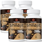 Lumarejebo Shilajit Capsules 2000mg, 100% Pure Shilajit with Ashwagandha Root Extract, 60% Fulvic Acid and 85+ Minerals, High Strength Himalaya Shilajit Supplement for Energy, 60 Count (Pack of 4)