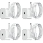 Laddare för iPhone - Snabbladdare - Adapter + Kabel 20W USB-C Vit 4-Pack iPhone