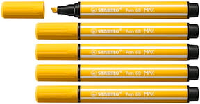 Feutre dessin STABILO Pen 68 MAX ARTY - Lot x 5 Feutres Coloriage Pointe Large - jaune