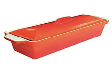 Vogue Terrine orange, 1.7L, taille : 120 (H) x 340 (L) x 105 (P) mm, intérieur émaillé, convient à tous les types de fours et de plaques de cuisson, batterie de cuisine compatible induction, W456