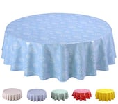 Home Direct Nappe Toile cirée PVC 140 cm Ronde Feuilles Bleu Clair