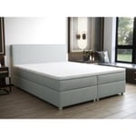 Vente-unique.com Ensemble complet boxspring tête de lit + sommier + matelas + surmatelas - 160 x 200 cm - Tissu - Gris clair - ONAN de YSMÉE