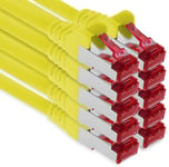 1aTTack.de - 10x 3 mètres câble patch CAT6 S/FTP PIMF blindage câble réseau CAT.6 RJ45 câble Ethernet routeur LAN DSL commutateur modem panneau de brassage - jaune - 10 pièces