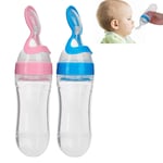 90ml Silicone Baby Toddler Feeding Bottle With Spoon Food Cereal Squeeze F