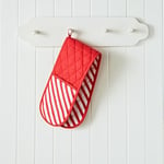 Catherine Lansfield Christmas Candy Cane Cotton Kitchen Double Oven Glove White Red