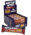 Battle Bites High Protein Bars 12 x 62g - Toffee Apple Popping Candy Flavour - Low Sugar, High in Fibre, Free from Preservatives, Non-GMO - 21g protein, 7.8g fibre + 244 calories per bar - Made in UK