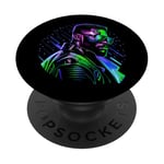 Portrait rétro futuriste de style Cyberpunk PopSockets PopGrip Adhésif