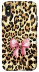 iPhone X/XS Leopard Cheetah Pattern With Light Pink Bow Coquette Girl Case