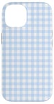 Coque pour iPhone 14 Vichy bleu clair, carrés, carreaux, carreaux, motif