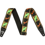 Fender® »NEON MONOGRAMMED STRAP« Sangle pour guitare en polyester - Largeur: 5cm - Couleur: Green/Orange