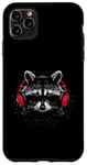 Coque pour iPhone 11 Pro Max Casque d'écoute Raccoon DJ