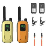 Radioddity PR-T3 Talkie Walkie, Rechargeable Takie-Walkie Longue Portée, 16 Canaux avec VOX, Lampe Torche, Casque, Chargement USB pour Camping, randonnée (Orange/Jaune)