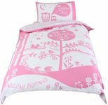 Kids Baby Nursery Pink White Woodland Animals Single Bed Duvet Cover Bedding